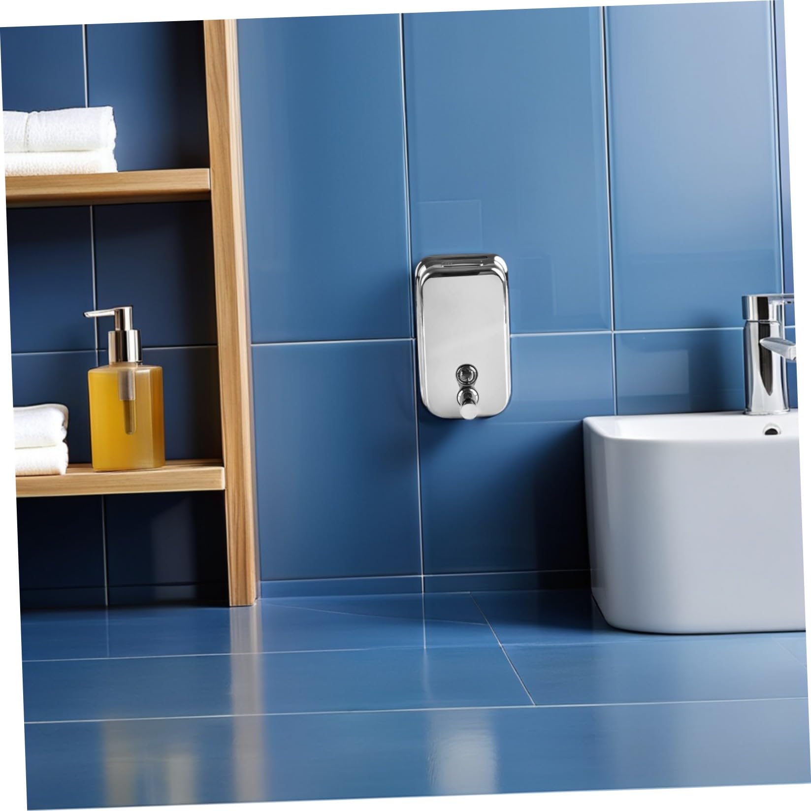 Dispenser di Sapone da Muro Bagno in Acciaio Inossidabile 500ml, Stile Elegante e Semplice, Erogazione Manuale a Pressione per Uso Pratico in Bagno