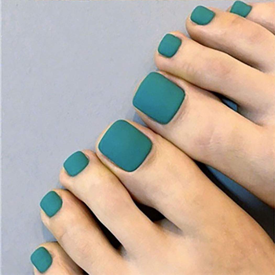 deladola Fashion Matte False Toenails Purple Square Fake