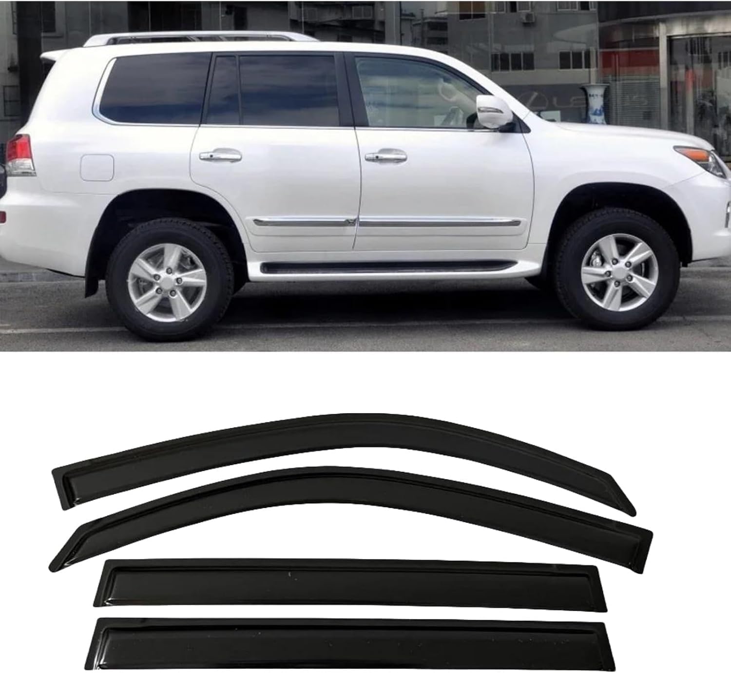 FengXH 4Pcs Smoke Tint Car Window Deflectors for Lexus LX570 2008-2016
