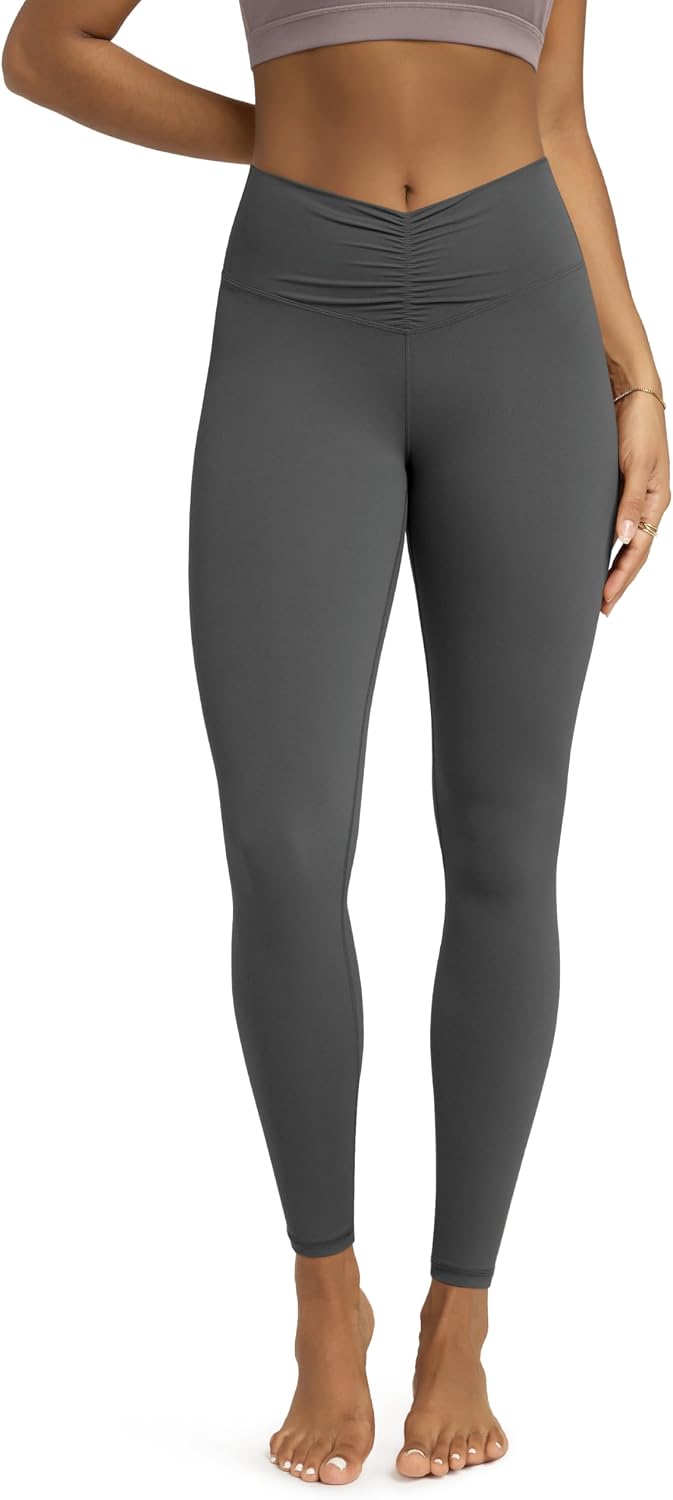 ODODOS Cloud Feeling Ruched Yoga Leggings for Women 25" / 28" High Waist Crossover Yoga Pants
