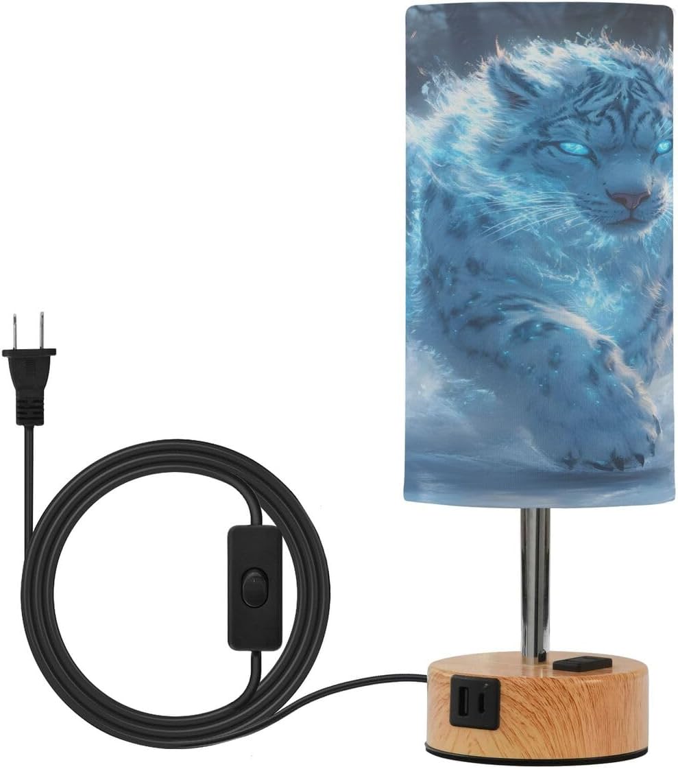 Blue Tiger 3D Touch Table Lamp 3 Way Dimmable Nightstand Desk Lamp for Bedroom Living Room LED Bulb Included
