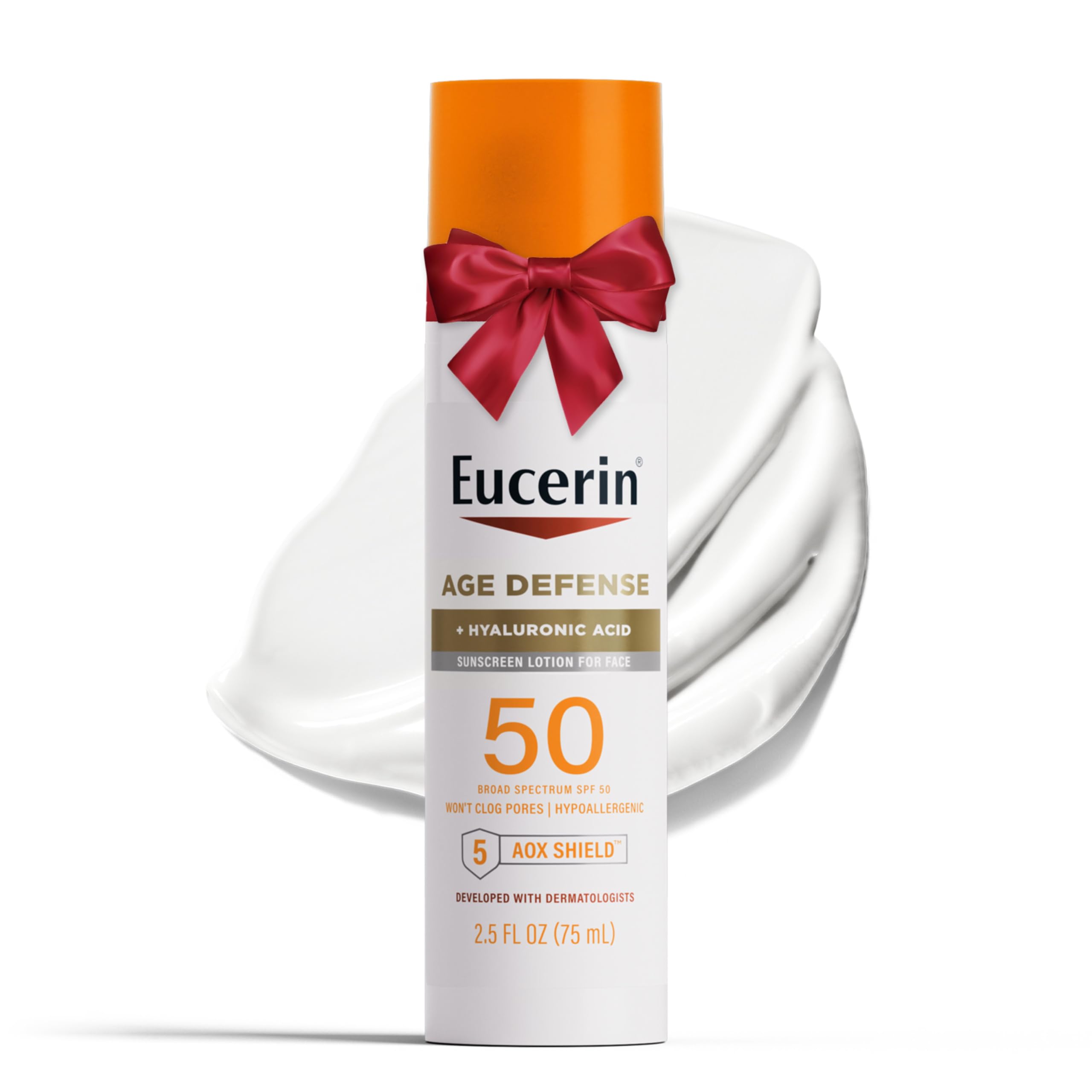 Eucerin Age Defense Face Sunscreen Lotion with Hyaluronic Acid, 2.5fl. oz Bottle, SPF 50