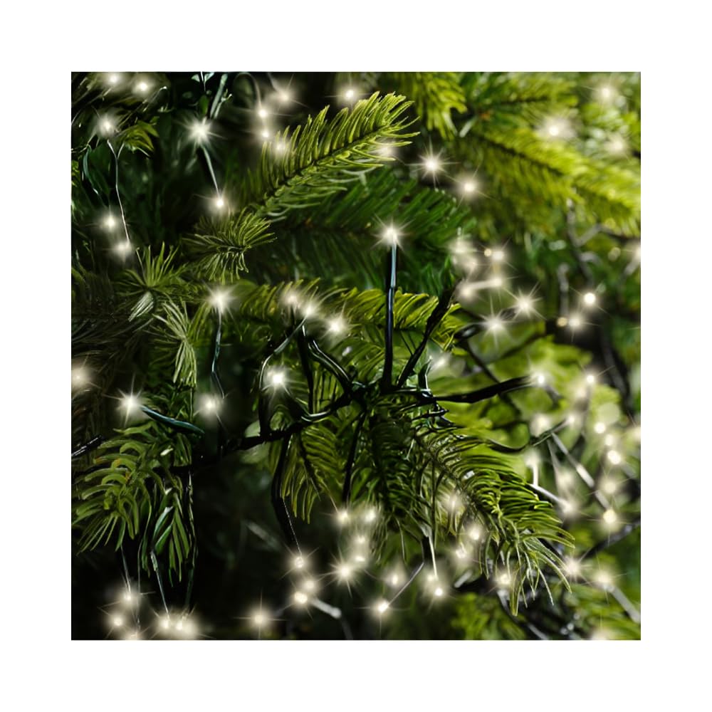 Luci di Natale Luci Di Natale Cluster da 15,5 MT con 1128 led bianco Caldo,Cavo Verde con Timer e Memoria, 8 Effetti di Luce, Impermeabili IP44