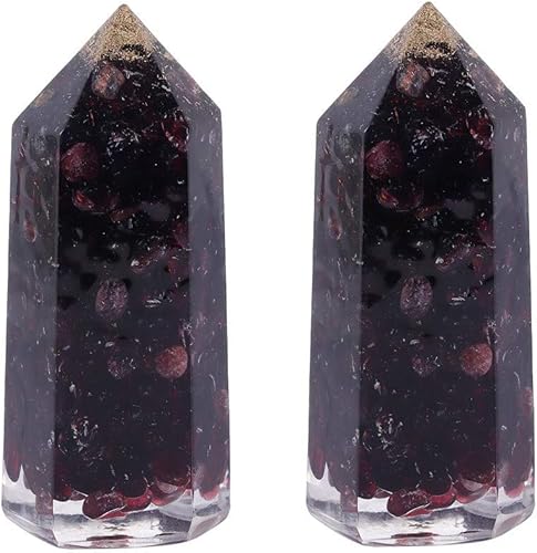 Rockcloud Paquete de 2 puntas de varita de cristal curativo, 6 piedras de prisma facetadas para terapia de meditación de 2 pulgadas, piedra de