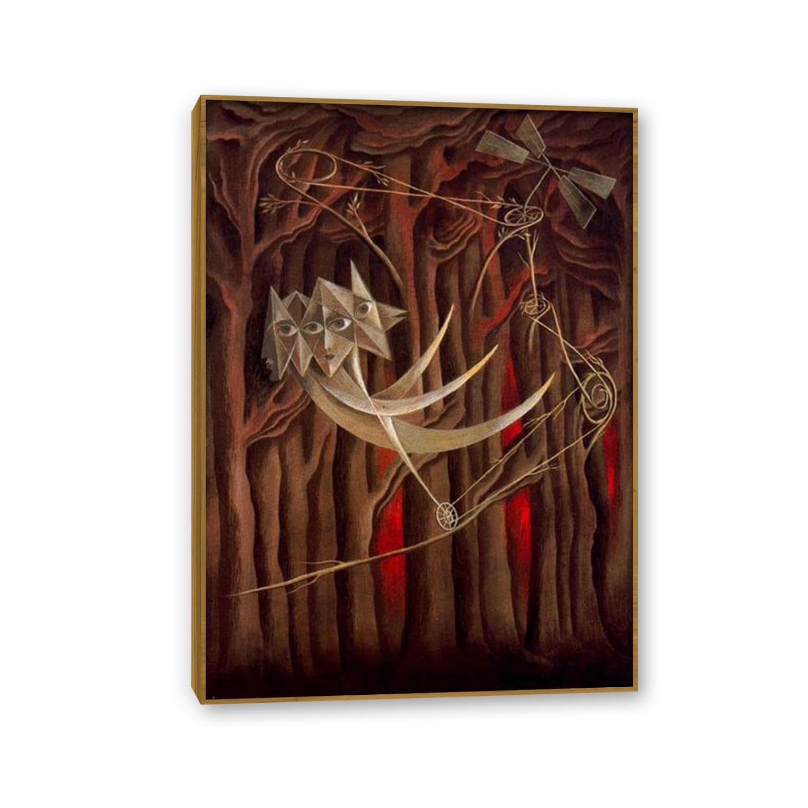 MYCGGDGH Remedios Varo Canvas Wall Art Reproductions of Famous Paintings Tightrope walkers Famous Artist Artwork Wall Decor for Living Room Bedroom Home Decor 70x50cm(28x20in) Teak frame