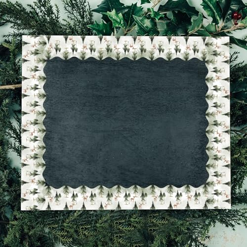 Image of BeYumi Green Forest Border Trim - 65ft Back to School Sage Green Watercolor Forest Wonderland Rolled Border Trim Tree Deer Bulletin Board Borders Party School Classroom Office Home Chalkboard Decor