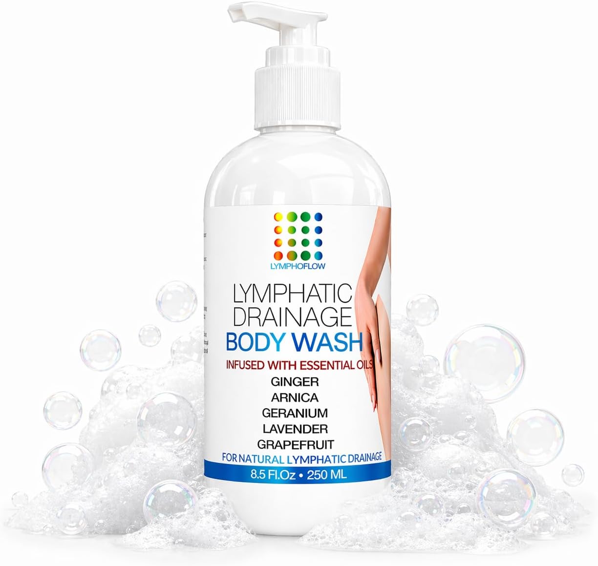 Lymphatic Drainage Shower Gel, Natural Herbal Body Wash for Healthy Lymph Flow & Body Detox, Post Manual or Tool Lymphatic Massage, Post Liposuction, BBL, Lymphedema, Lipedema, 8 Fl OZ