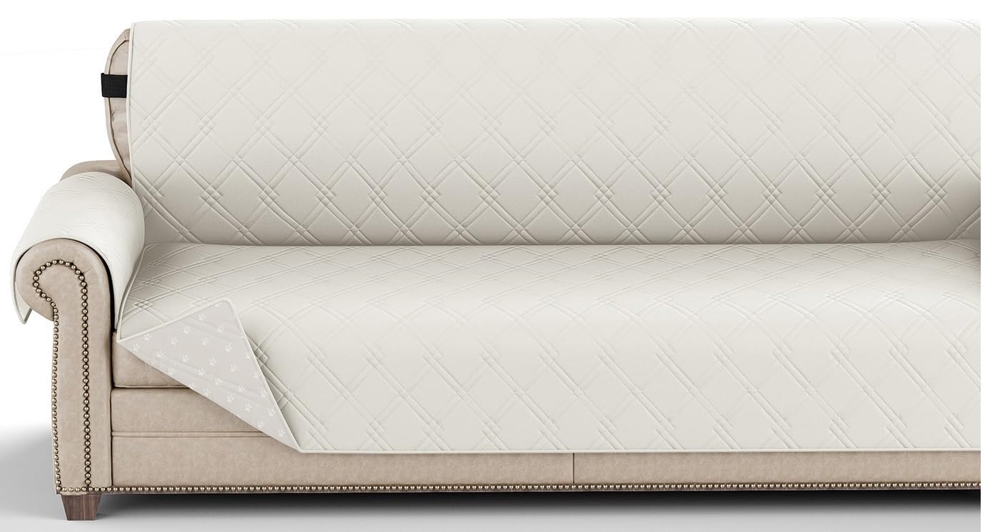Housse de canapé 4 places 198 cm matelassée et imperméable