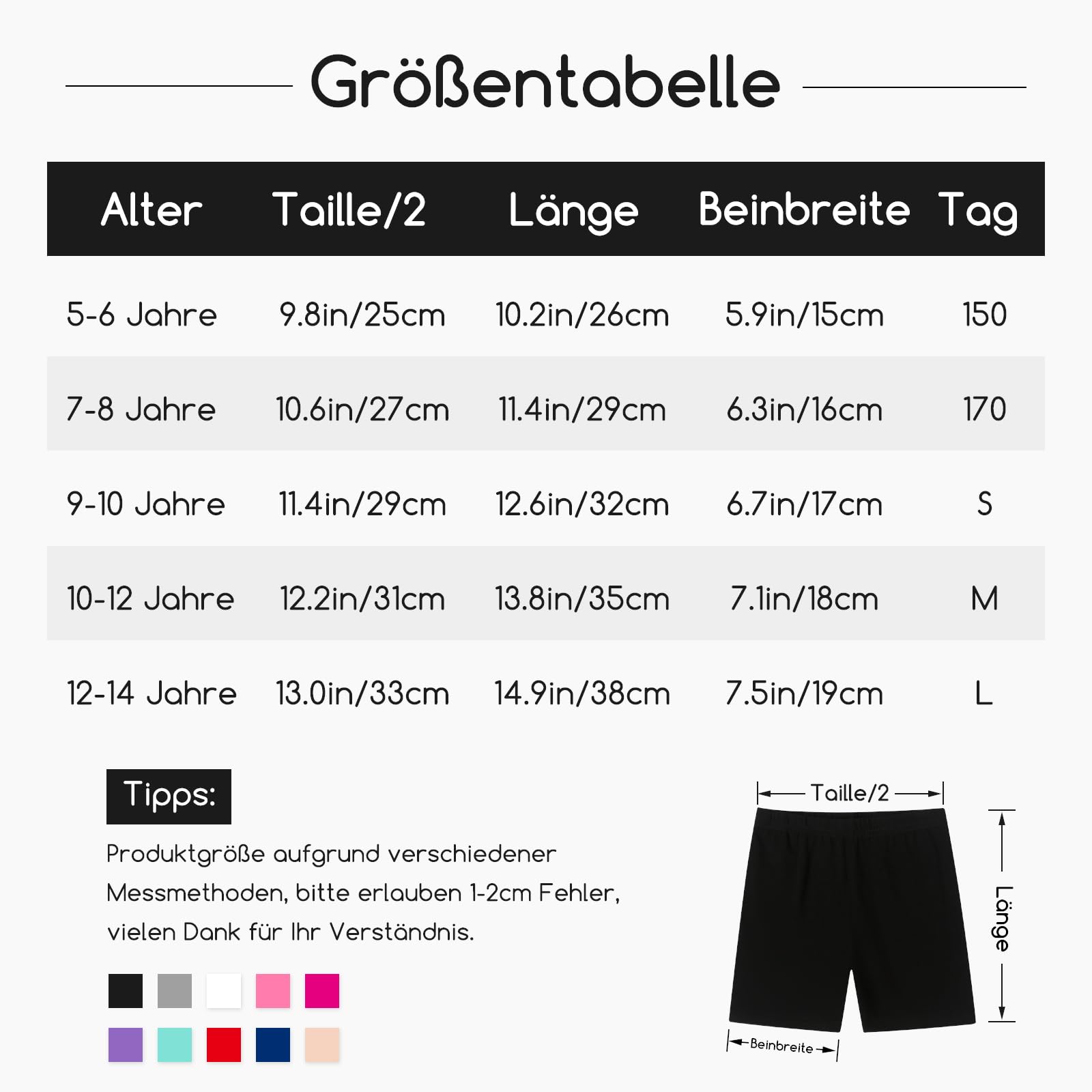 Lot de 3 paires de pantalons de cyclisme pour fille - Pantalon de sport court - Pantalon d'été en coton - Pour fille de 5 à 14 ans