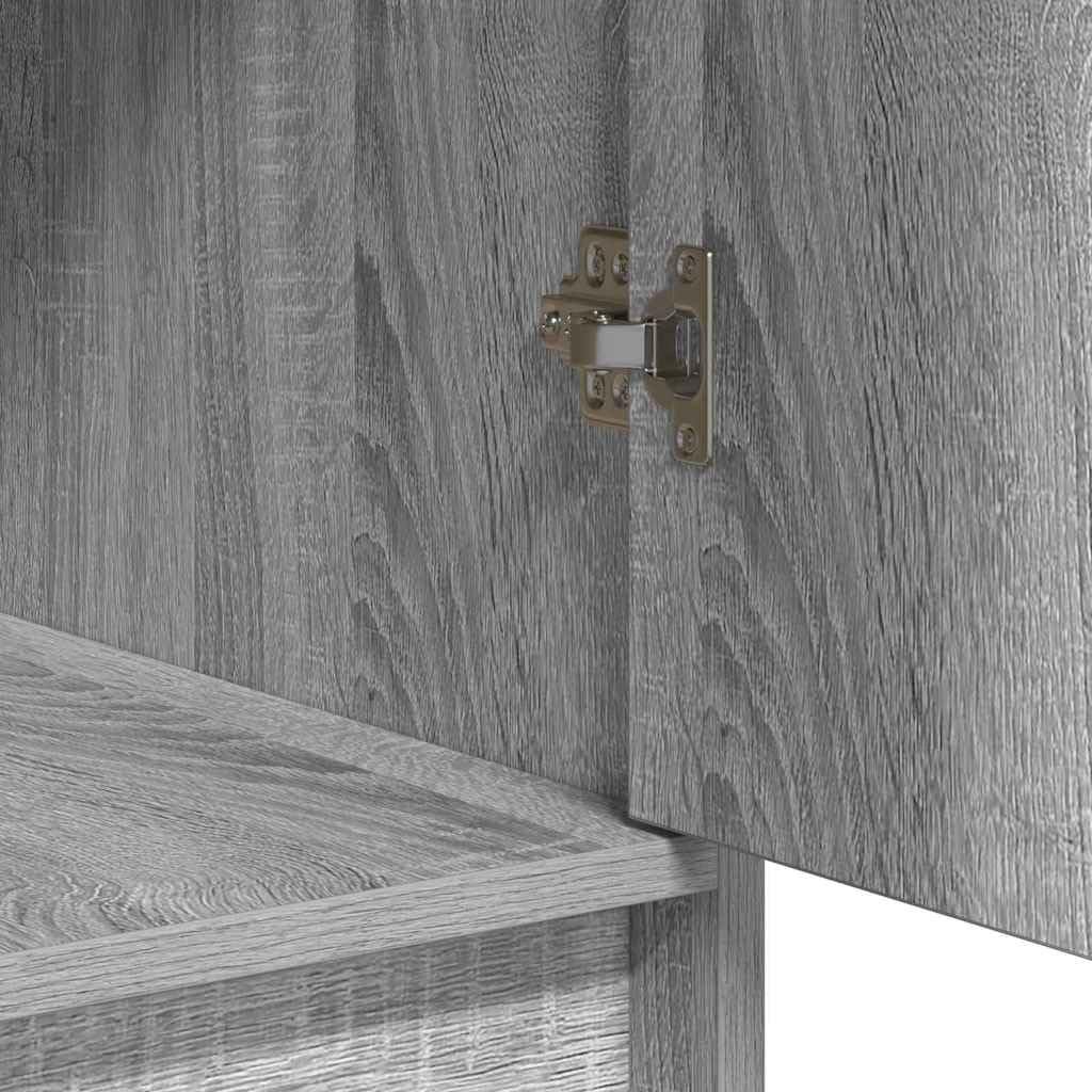 vidaXL Moderner Frisiertisch mit Spiegel und integrierter Beleuchtung, viel Stauraum und Schubladen, ideal für Schlafzimmer, Grau Sonoma Finish, stylisches Makeup-Vanitieset, Möbel mit LED Licht