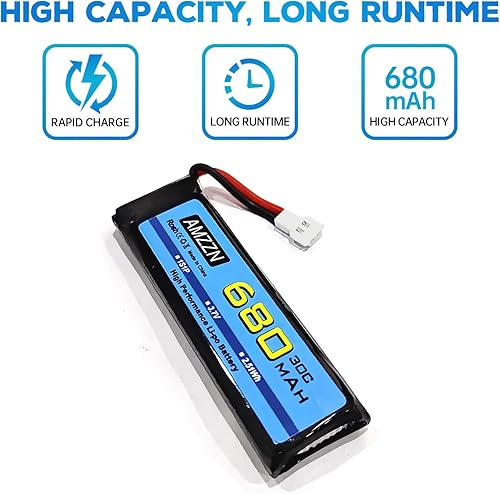 Miniatura 7 de Batería Lipo de 3.7 V 680 mAh 1S con enchufe Molex y cable de carga USB para Wltoys XK K110 K110S V977 V988 V930 Q282 RC Drone, accesorios de