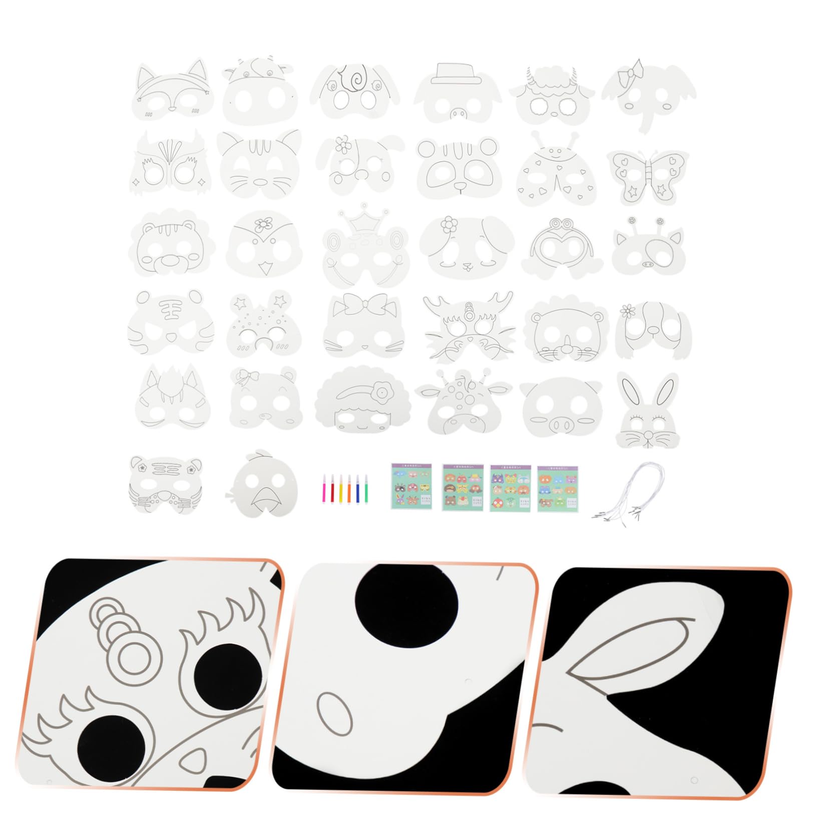 ibasenice 3sets Maschere Di Animali Fatte Mano Per Maschere Vuote Da Dipingere Per Feste Di Compleanno e Halloween Attività Creative Per Giocattoli Educativi