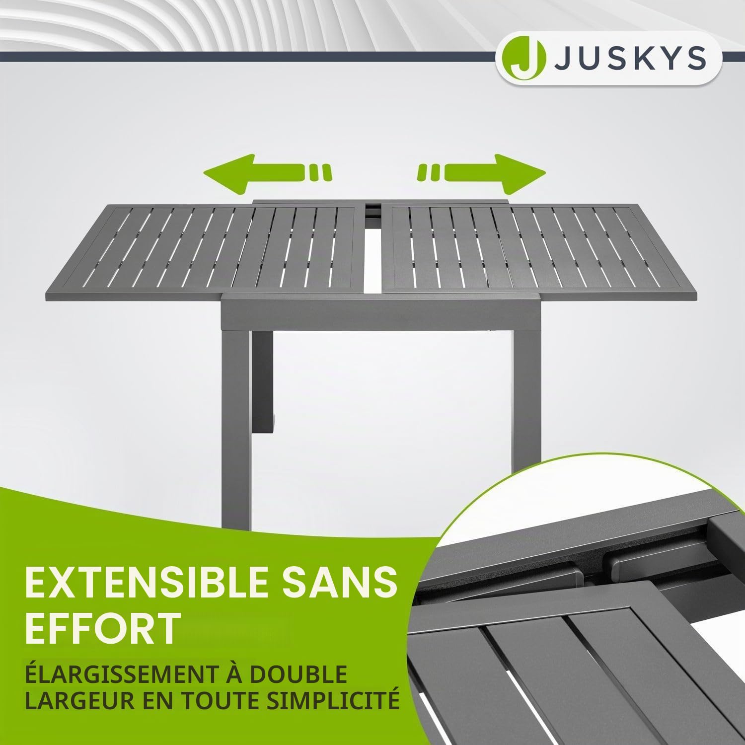 Juskys Table de Jardin Laki de Extensible 70x70 cm Aluminium Anthracite