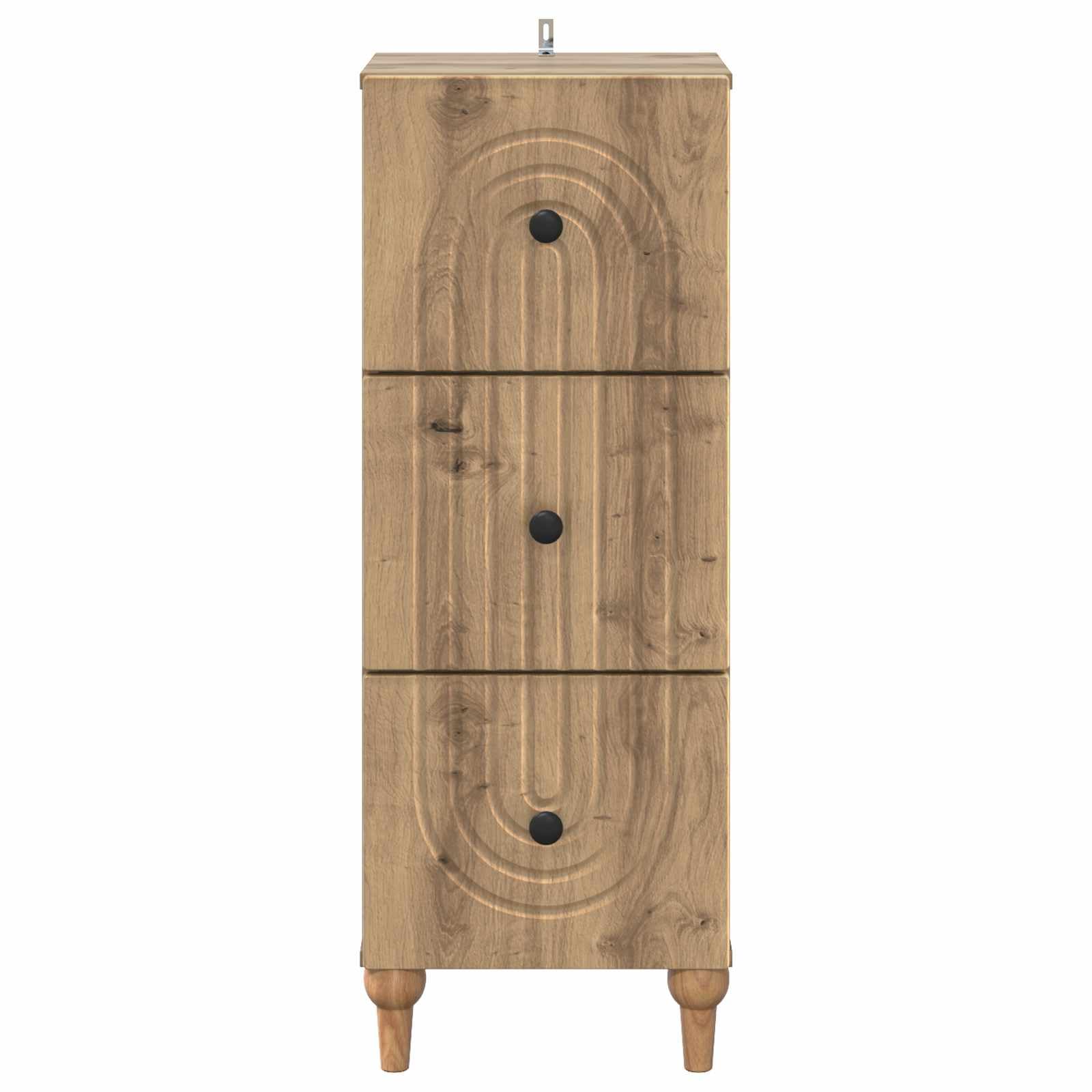 Cassettiera in rovere Artisan, 33 x 34,5 x 90 cm, con 3 cassetti, cassettiera per soggiorno, ufficio, corridoio, ordine e conservazione