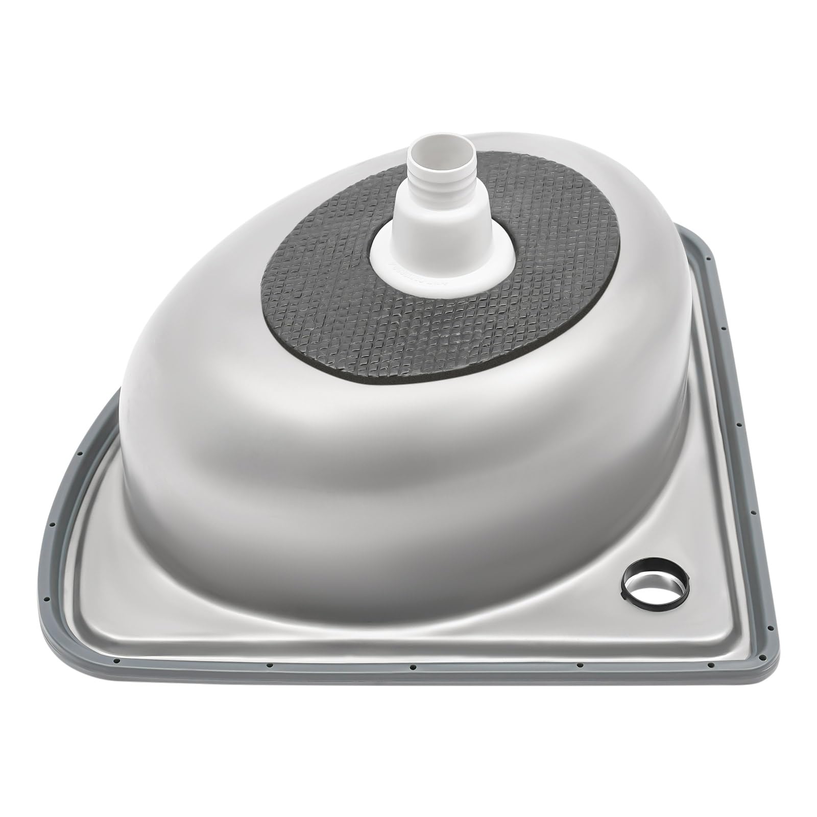 Lavabo angolare 44 x 37 x 13,2 cm, fino a 25 kg, triangolare, con tubo di scarico da 80 cm, per il montaggio a parete, in acciaio inox, piccolo lavello per bagno, cucina, garage