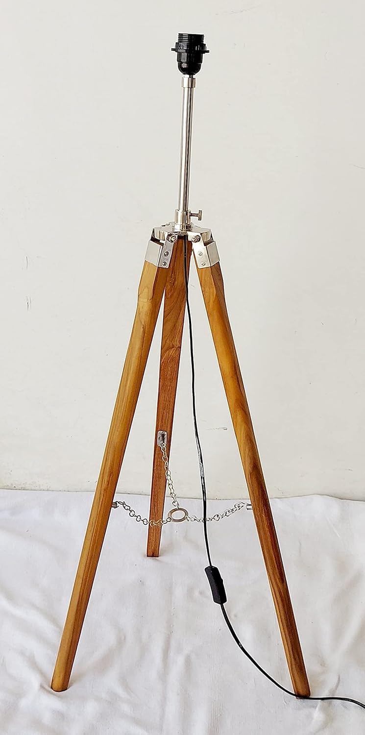 Lamp World Tripod Floor Lamp Stand Without Shade/Pure Teak Wood Floor Stand (no Polished on Wood)-image-40