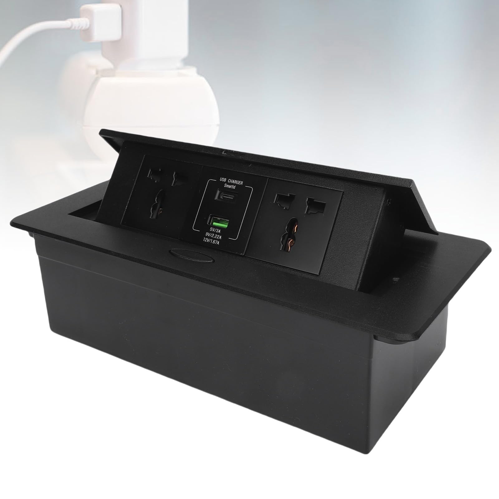 Fafeicy Pop Up Power Strip z 2 Gniazdami AC i Portami USB C 4000W Gniazdo Stacjonarne o Dużej Mocy do Użytku w Biurowej Sali Konferencyjnej