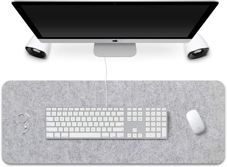FireBee Extended Gaming Mouse Pad Large Desk Mat Non-Slip Felt Base 3mm Thick (Light Grey)