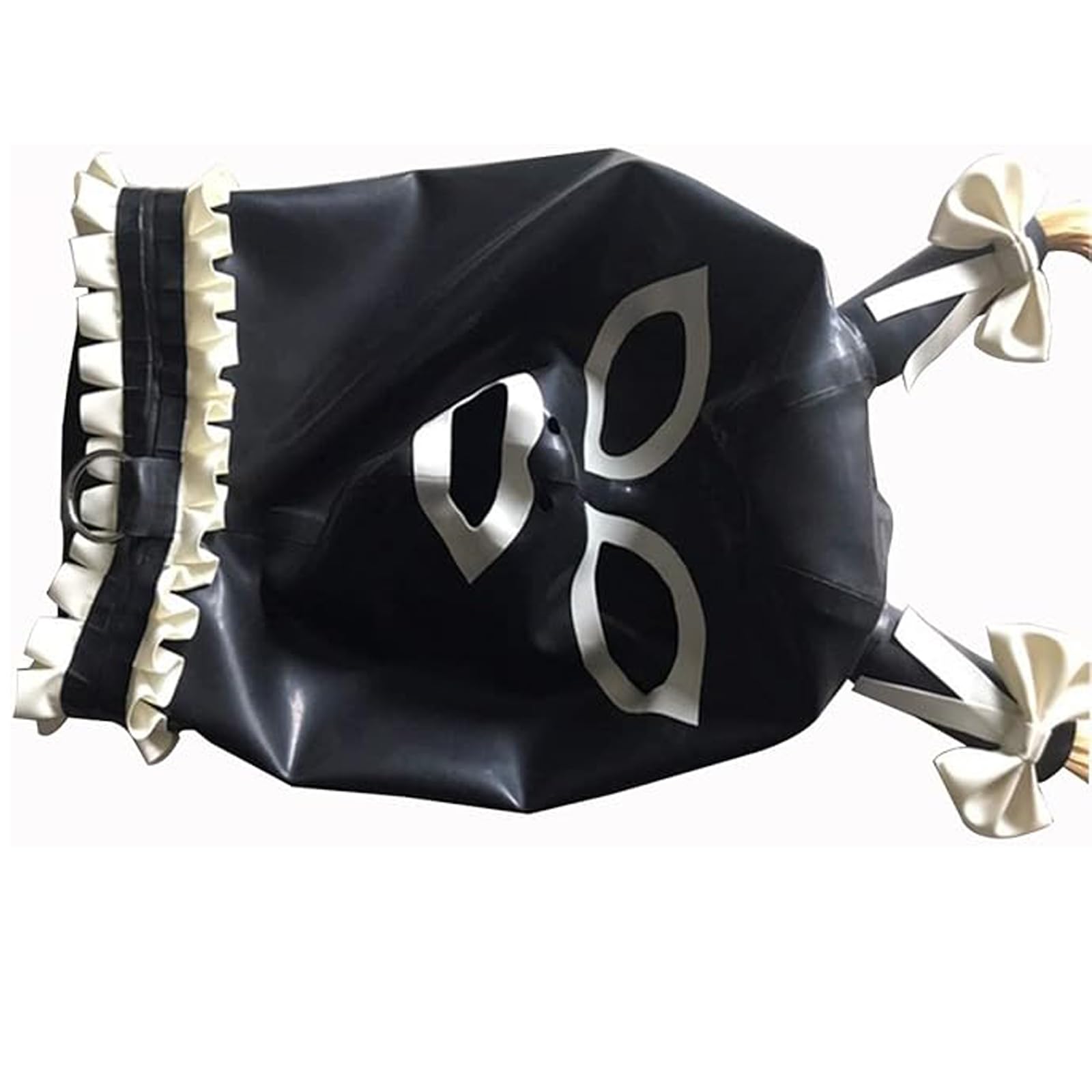 MFMYEE Masque en latex bondage avec tresses papillon, masque pour jeux de rôle SM, coiffe pour Halloween. (M)