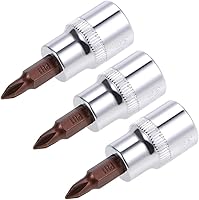 Vista 4 de uxcell 3/8" Drive x PH2 Phillips Bit Socket, S2 Brocas de acero, CR-V Sockets 1.890 in Longitud (solo para uso manual), 3 piezas