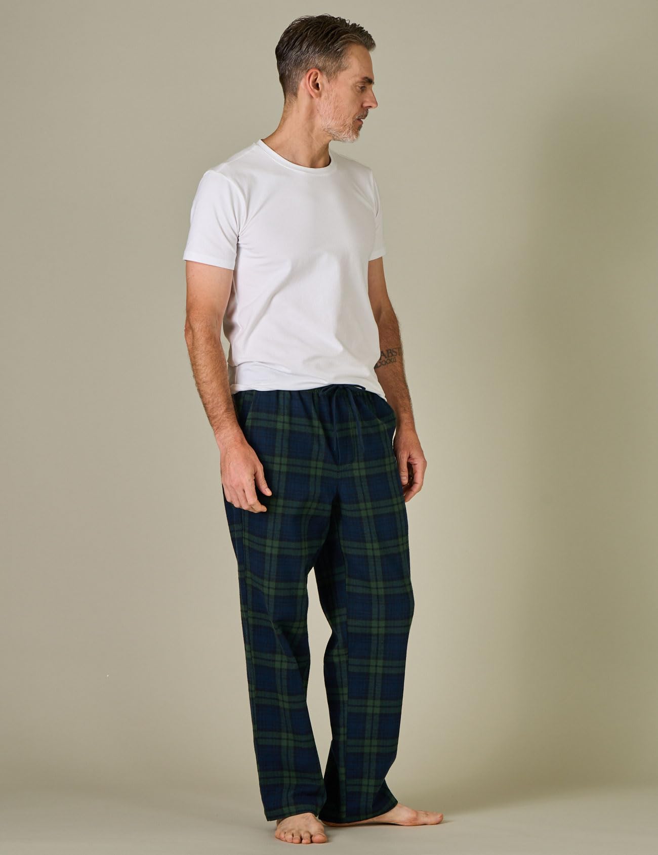 LAPASA Pantaloni Pigiama 100% Cotone Leggero Uomo con Tasche Laterali - Abbigliamento da Notte Pantaloni Tuta Lunghi Casa Relax Scozzesi Quadri Taglie Forti M38