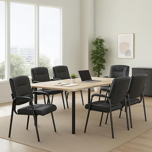 Miniatura 22 de Naomi Home Sillas apilables de piel sintética para invitados de oficina, sillas de recepción con reposabrazos para vestíbulo, clínica, sala