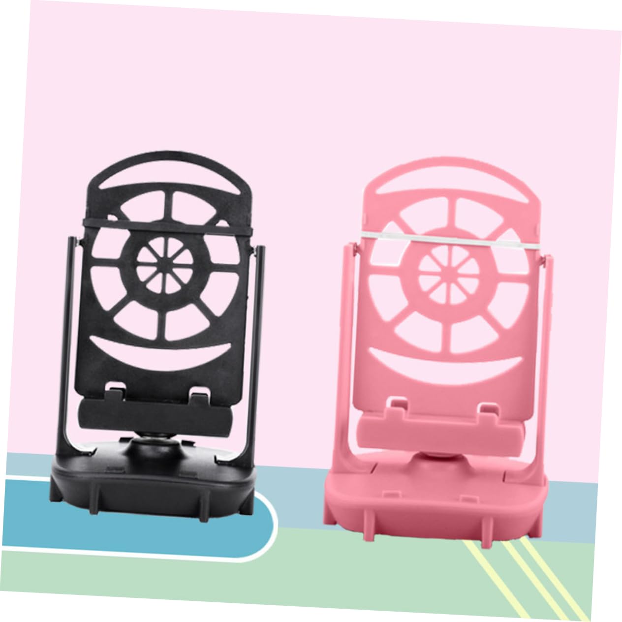 Support Balançoire Silencieux Pour 2 Téléphones - Podomètre Mobile Avec Mouvement Automatique - Design Noir élégant - Pour Bureau, Maison, Relaxation