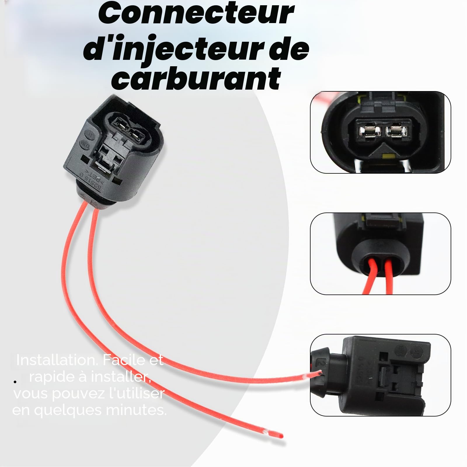 Lot de 4 connecteurs d'injecteur diesel à 2 broches pour Bosch A1685452928 1685452928 50290937 L-BW50290937​ 1967412-2 Connecteur d'injecteur diesel