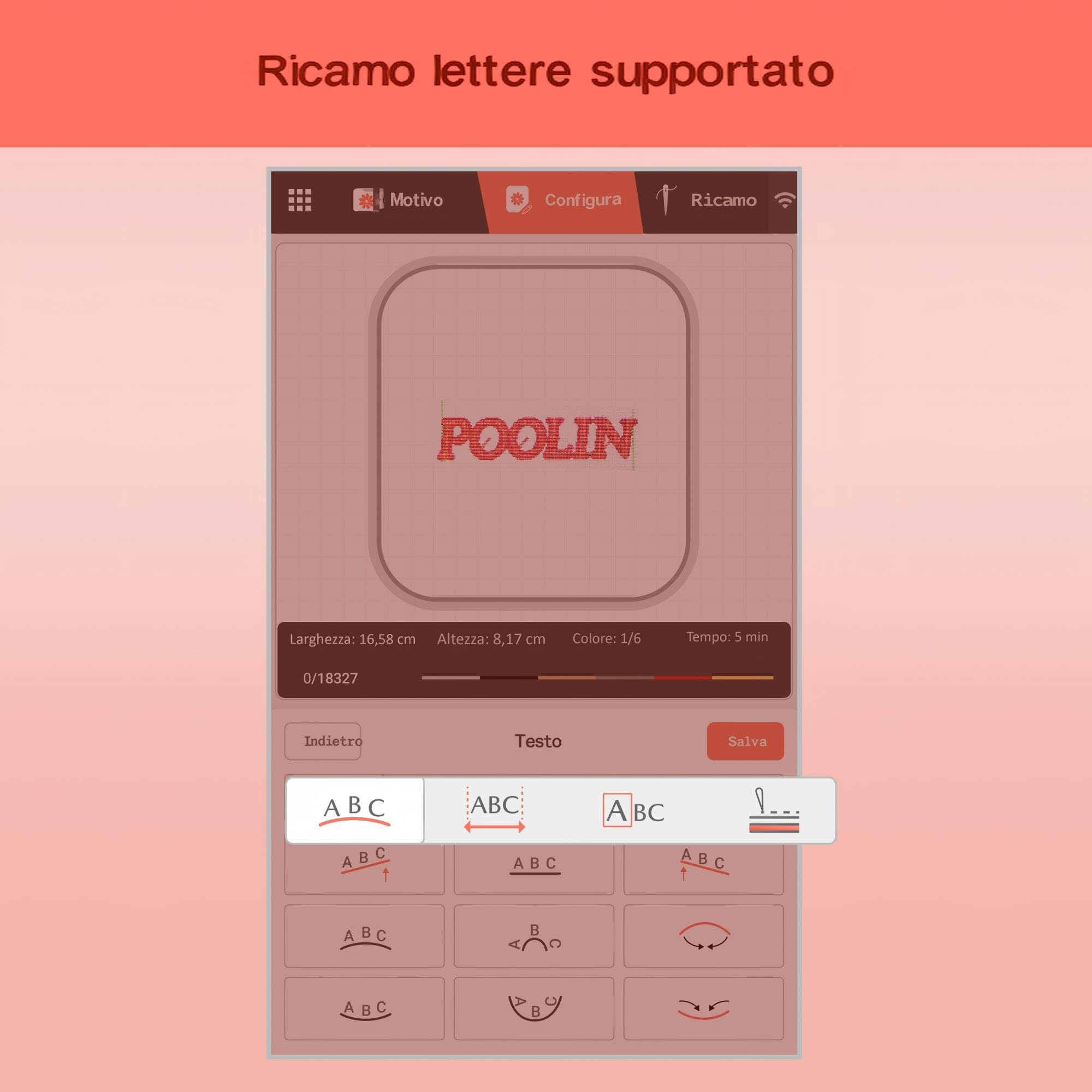 POOLIN EOC06 Macchina da Ricamo,20x28 cm Area Ricamo,4 Telai Inclusi,Ampio Touchscreen LCD Computerizzato da 18 cm, Dotata di Filo, Stabilizzatore,Bobina,Macchina da Ricamo Computerizzata