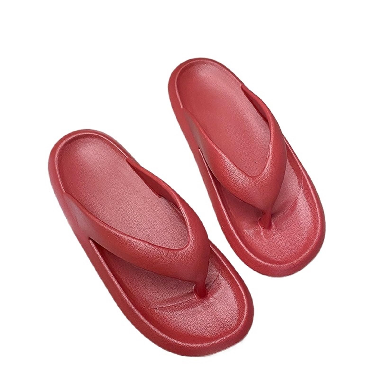 ERHTGUO Classy Flip-Flops, Summer For Beach Couples, Thick-Soled Outer Wear Sandals, Bathroom Bathing Non-Slip Slippers(Burgundy,38-39)