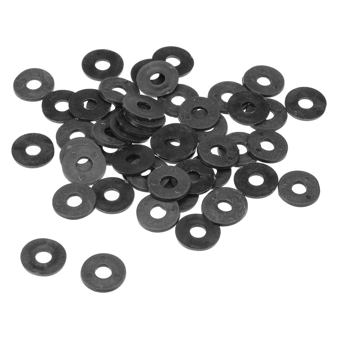 Unifizz 50Pcs Black Nylon Flat Washer Assortment Kit for Hose Bolt Faucet Pipe