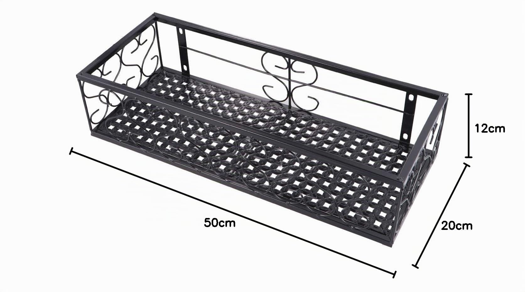 Hemoton Portavaso di Fiori Ferro Arte Rettangolare Cesti Appesi Vasi da Giardino Fioriere Secchio di Metallo per Patio Balcone Recinzione del Portico 50X20x12cm