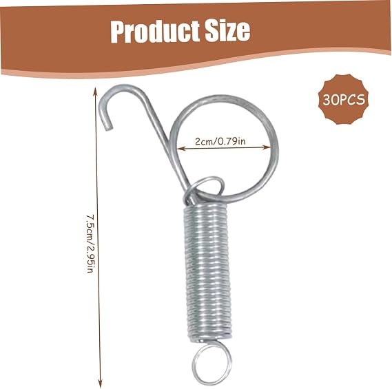 Cage Clips, 30Pcs Wire Cage Clips, Sturdy Galvanized, Portable Large J for Wire Cages, Spring Door Hook for Bird Accessories