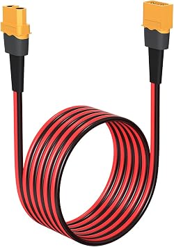 ELFCULB 10AWG 10FT XT60 Extension Cable 2 6 10 20 35 50 75 100FT XT60 Female to Male Connector for RC Battery Portable Power Station Solar Panel10FT | XT60 connector cable with stranded tinned copper wire for battery charging, power distribution, and equipment connections.