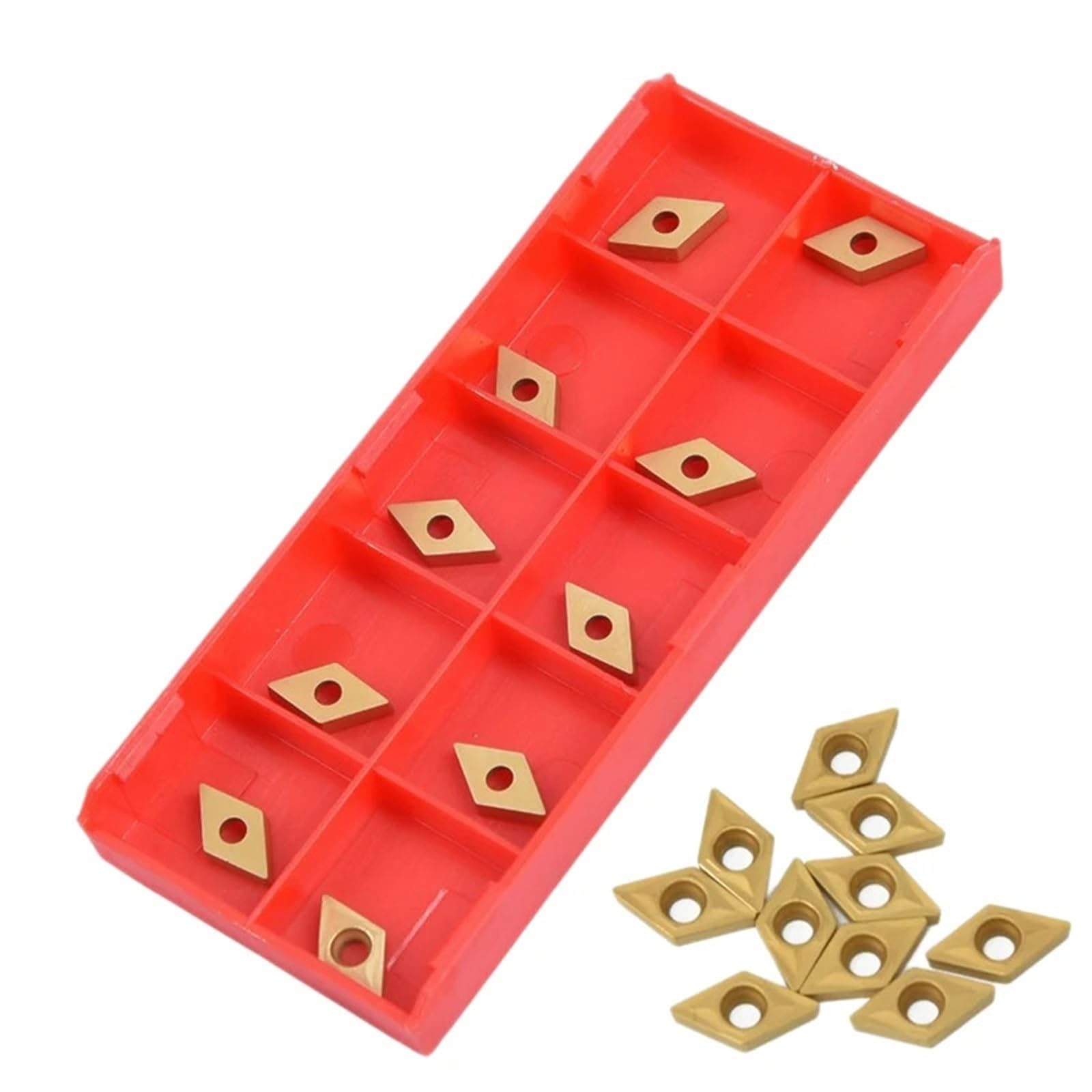 Lyunsi 30Pcs DCMT070204 YBC251 Blades Gold Carbide Inserts CNC Lathe Cutter for Lathe Turning Tool Boring Bar, Yellow