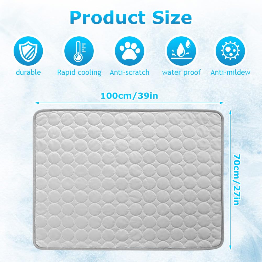 Cooling Pet Mat and Blanket - Soft Foldable Dog Bed for Travel Camping, Summer - Cushion for Cats and Dogs - 100 x 70 cm (Grey) - Image 2