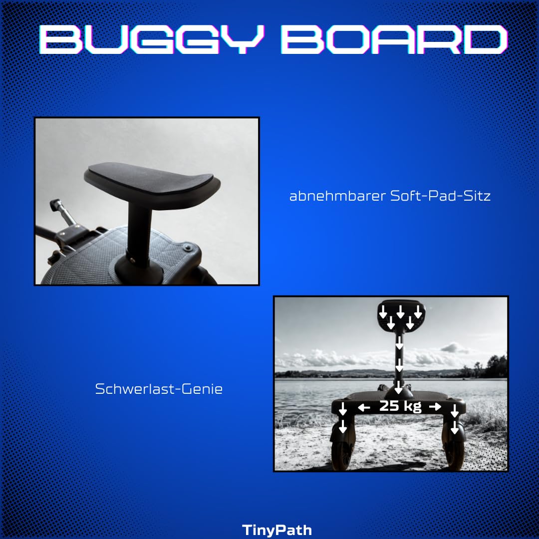 TinyPath Kinder Buggy Board - Universelles Trittbrett 14cm Sitz für alle Kinderwagen & Reisebuggys | Geschenkidee | Sicher, stabil & rutschfest | Einfache Montage | Kinderwagen-Zubehör
