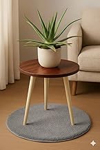 Mini 12x12 Wooden End Table Side Table Round Faux Marble Plant Stand & Flower Pot Stand Furniture for Small Spaces Living Room Furniture Bedroom and Farmhouse (Brown)