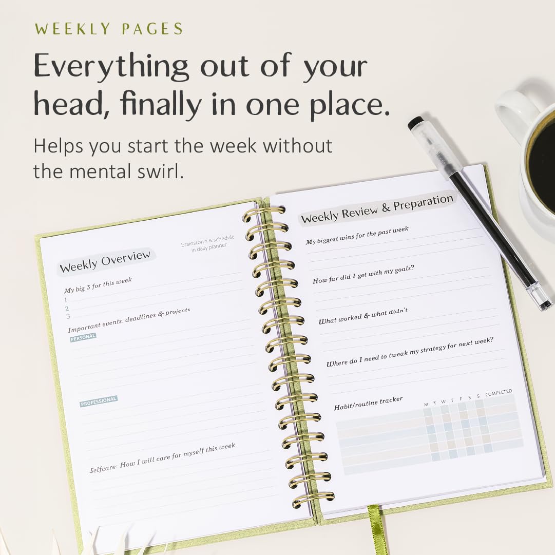 The ADHD Planner - Agenda giornaliera/settimanale senza data, per tenere traccia delle abitudini, registra emozioni e umore, obiettivi accademici, struttura e messa a fuoco per adulti (spirale)