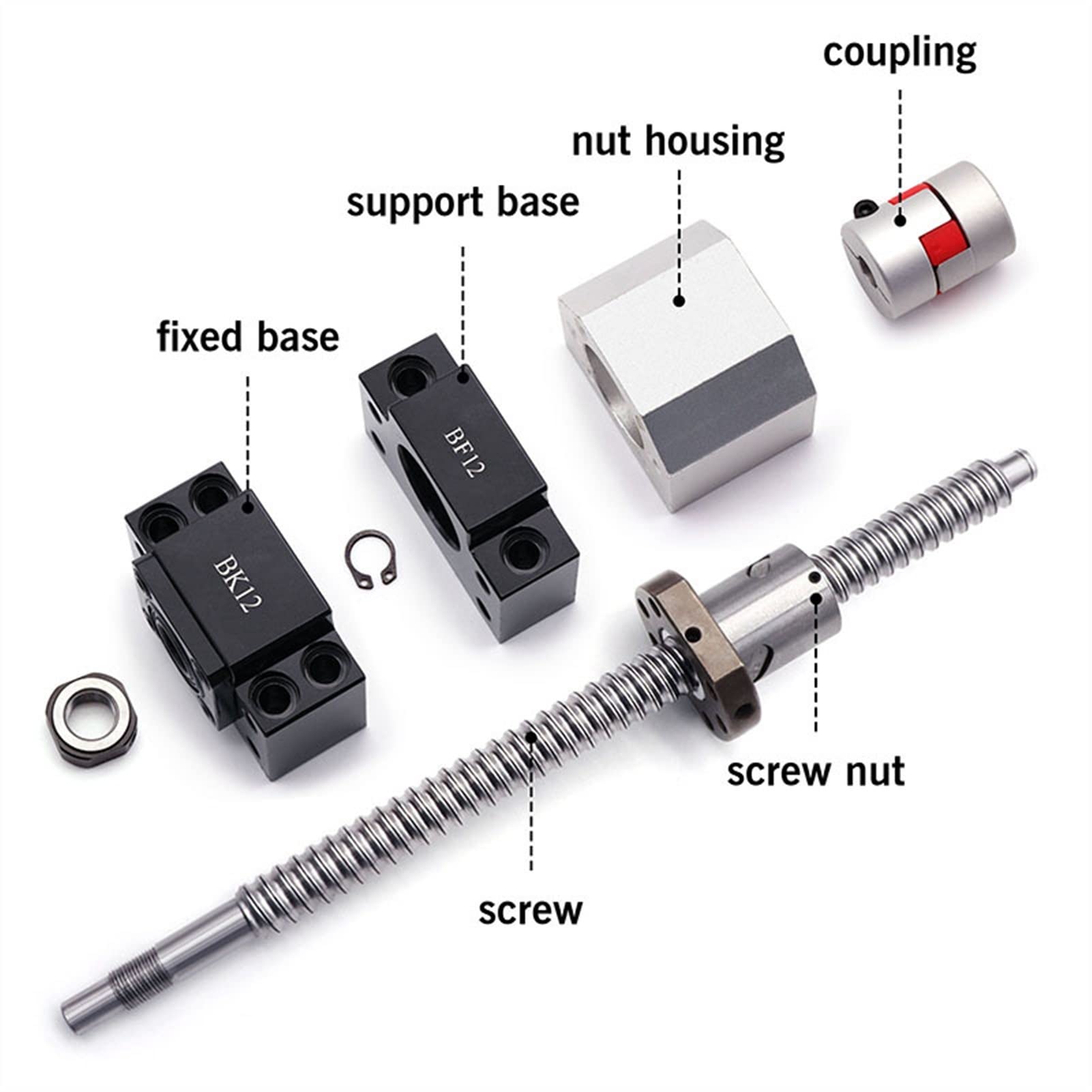 Vis à Billes Vis à Billes CNC SFU1605, écrou inverseur métallique, Support Final BK12 BF12 C7(400MM)