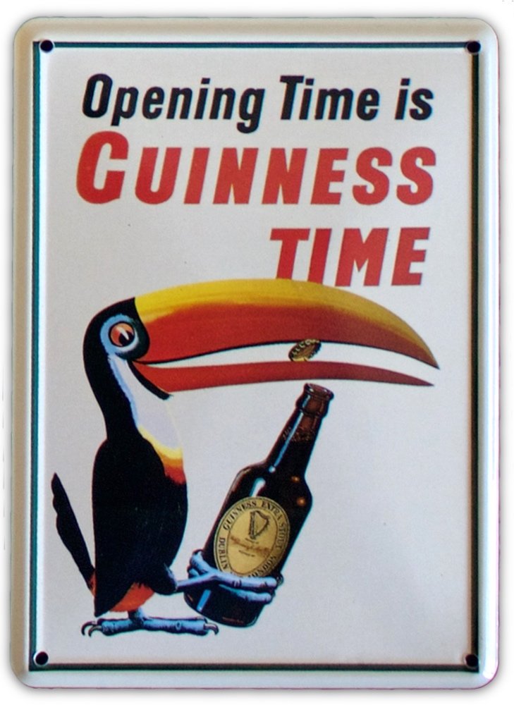 GUINNESS IRISH TOUCAN BOTTLE Small Metal Tin Pub Sign