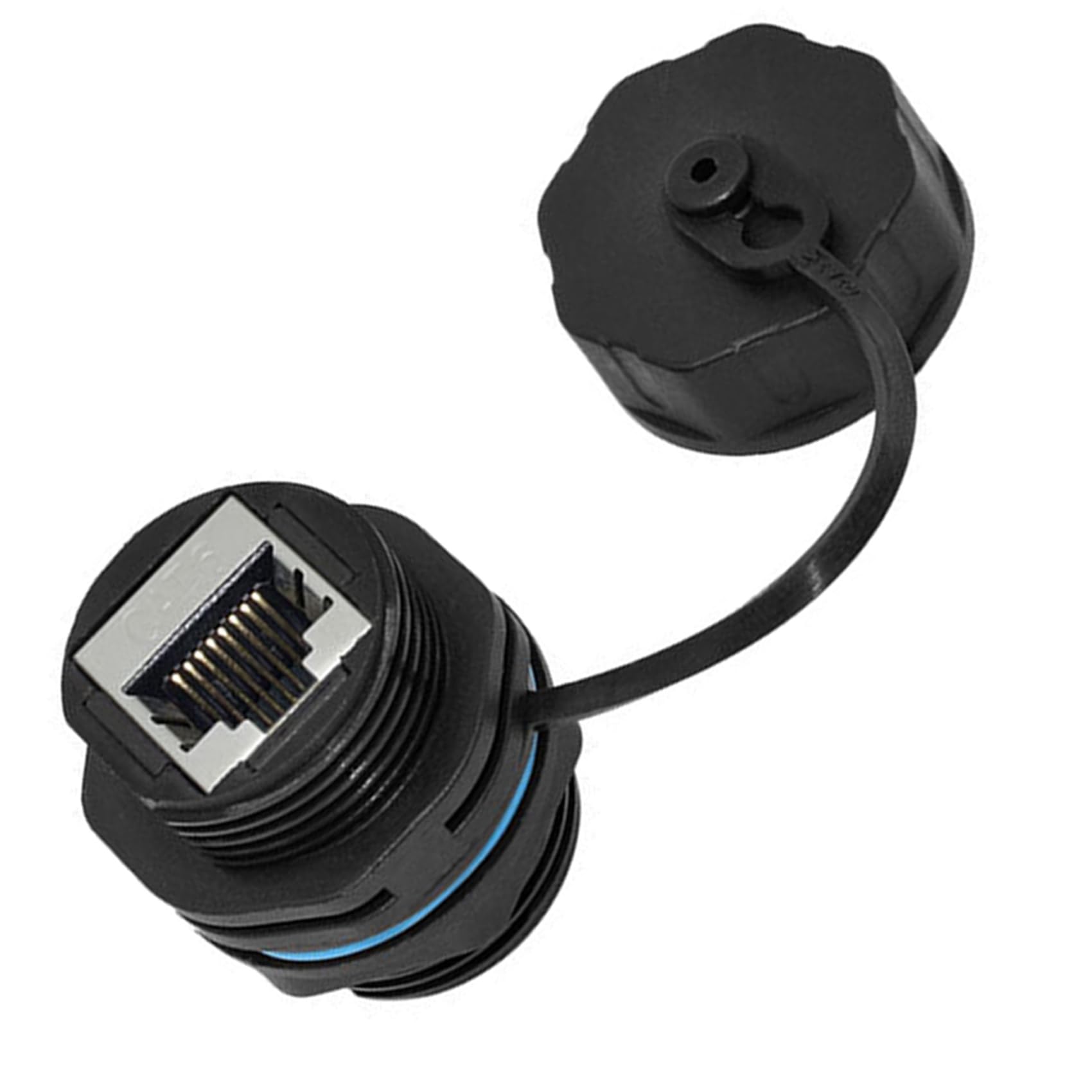25 Pièces sur Panneau Connecteur Étanche RJ45 Connecteur de Câble Ethernet LAN Adaptateur Double Tête avec Capuchon Anti-Poussière