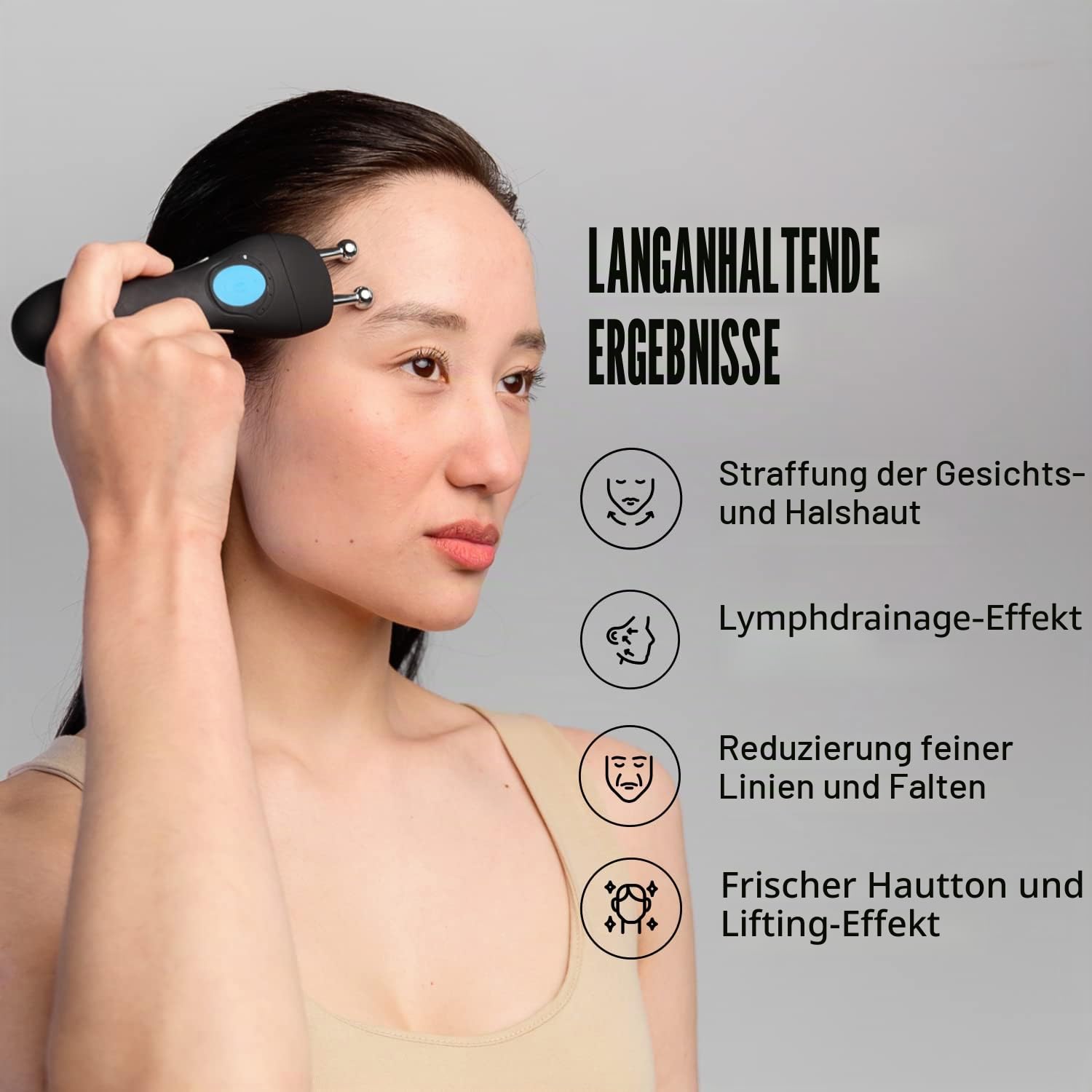 GESS Mikrostrom-Gesichtslifting-Gerät, 4 Intensität Modi, wiederaufladbar, Anti-Aging-Maschine, Konturhautstraffung, Mikrostrom-Gesichtslifter (Schwarz und Blau)