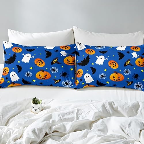 Miniatura 4 de Manfei Juego de funda de edredón con diseño de calabaza, tamaño individual, funda de edredón con 1 funda de almohada, juego de ropa de cama de 2