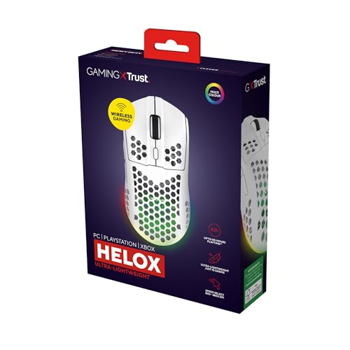 GXTrust 929W Helox Mouse Gaming Wireless Superleggero 75g, 80h di Durata Batteria, 2.4GHz Ricevitore USB, Regolazione DPI (800-4800), Illuminazione LED, Mouse Wireless Ricaricabile - Bianco - Mouse gaming - Immagine 12