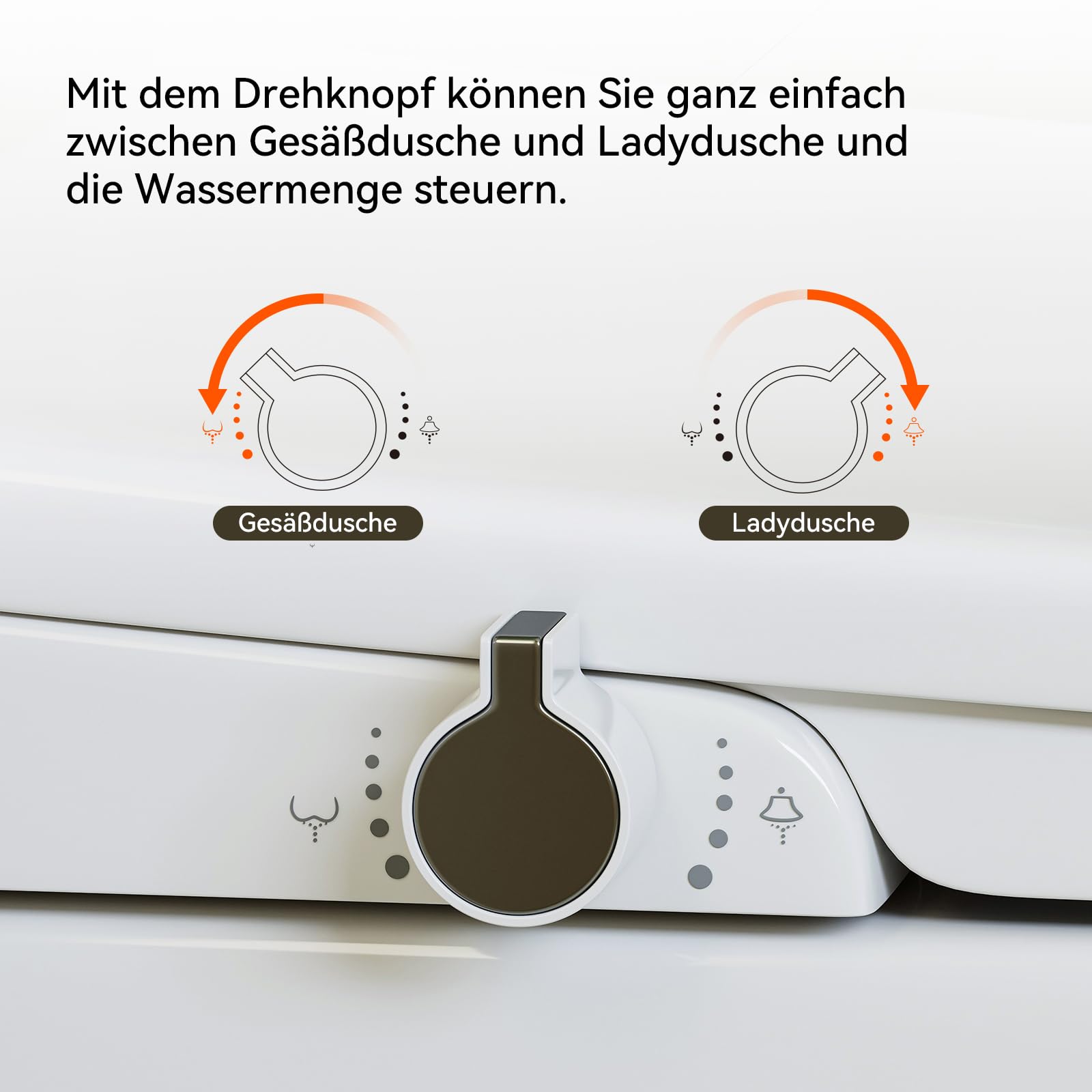 Abattant de WC avec fonction bidet, embout de bidet, sans raccordement électrique, couvercle de toilette avec système d'abaissement automatique, siège de toilette avec deux buses pour douche arrière