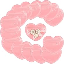 MTRoyaldia 100 Pieces Smell Proof Mylar Heart-Shaped Packaging Bags - Clear Resealable Foil Pouch for Lip-Gloss, Jewelry, Eyelash - Small Business Plastic Packaging