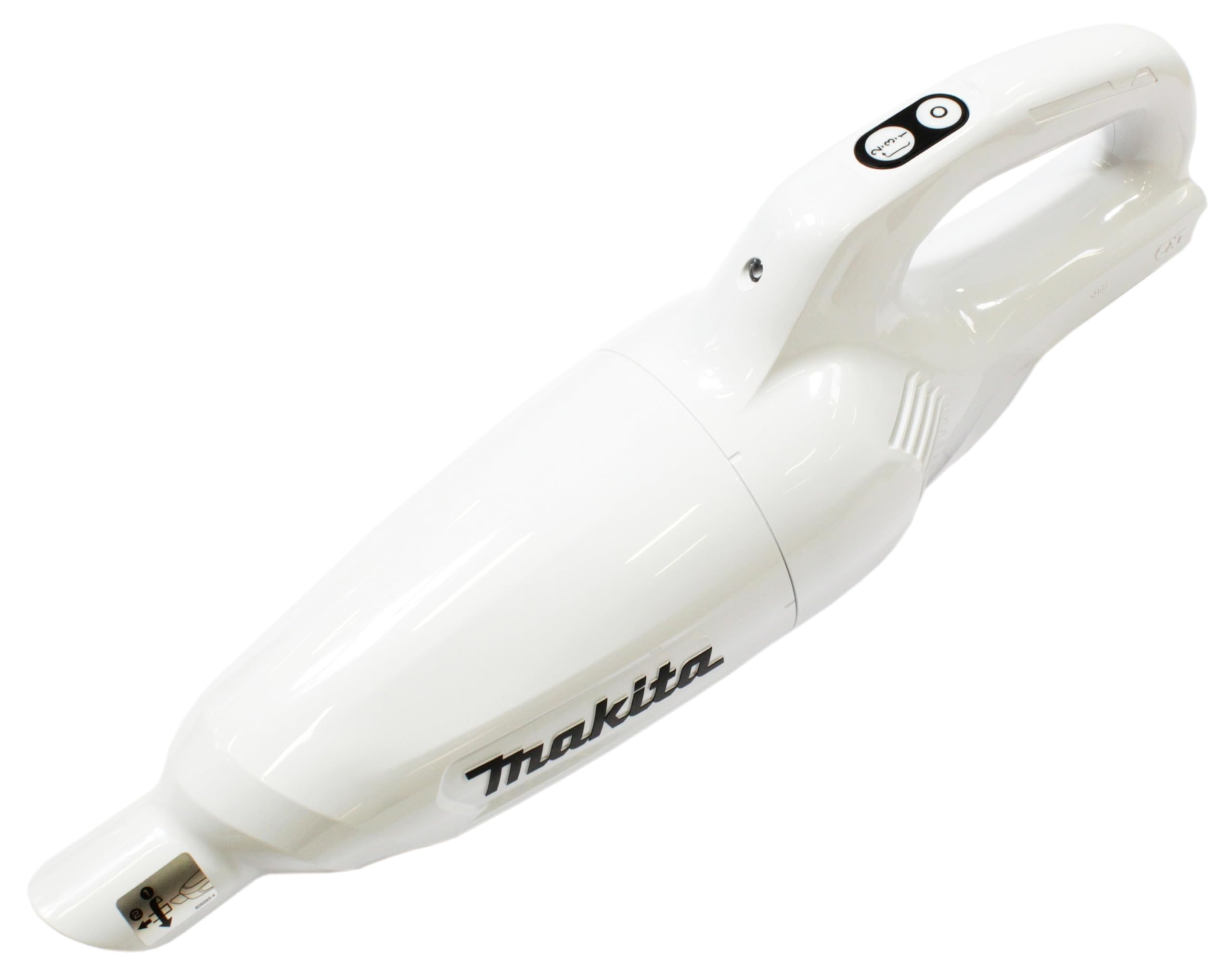 Makita CL108FDZW - Aspirapolvere a batteria (contenitore 0,6 l, 3 livelli di aspirazione, potenza massima di aspirazione 30 W, con filtro di carta, con illuminazione a LED)