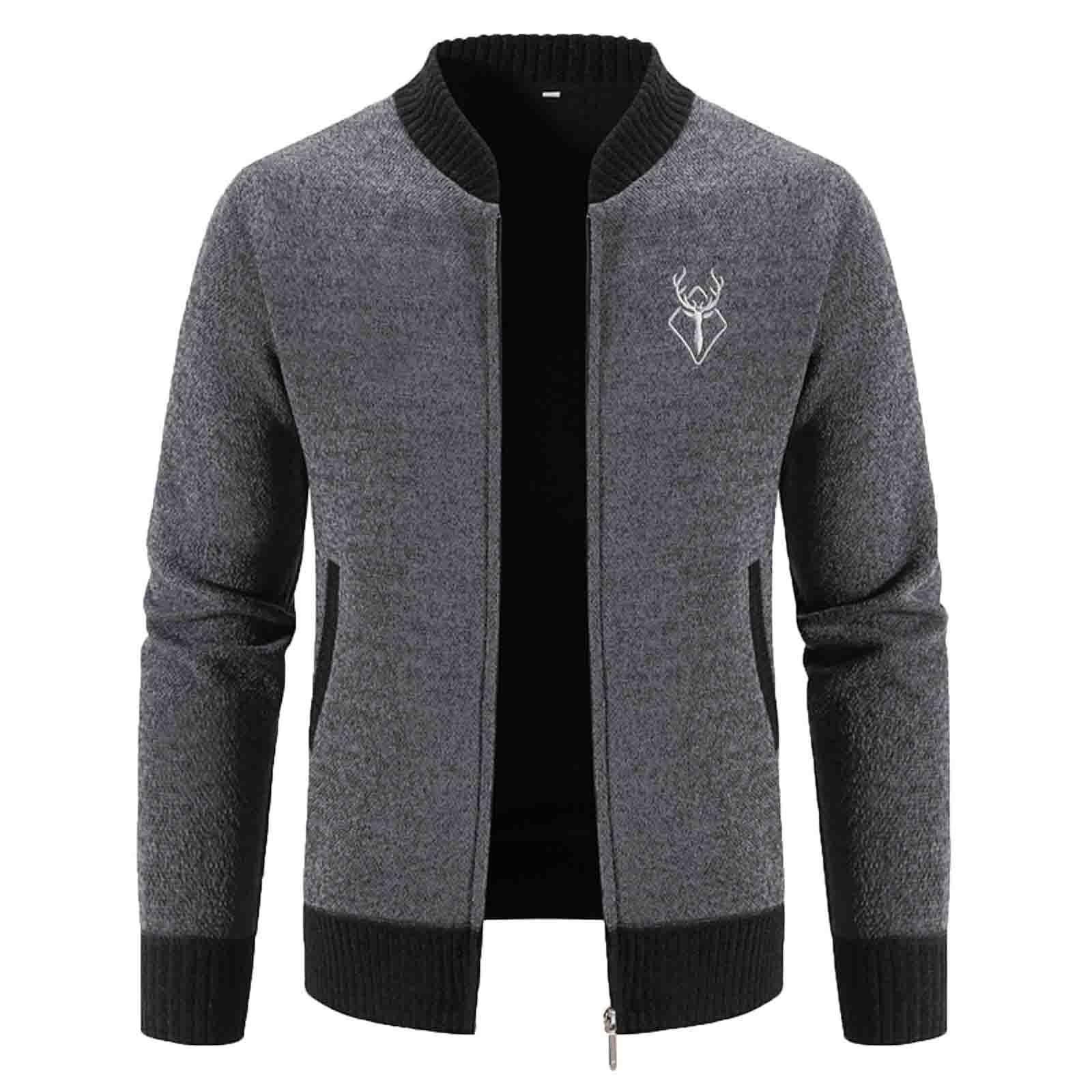Generisch Oktoberfest Herren Outfit Trachtenjacke Herren Trachtenweste Strickjacke Strickjacken Langarm Sportlich Trachtenjanker Leicht Modern Cardigan Trachten Freizeitjacke M-4XL