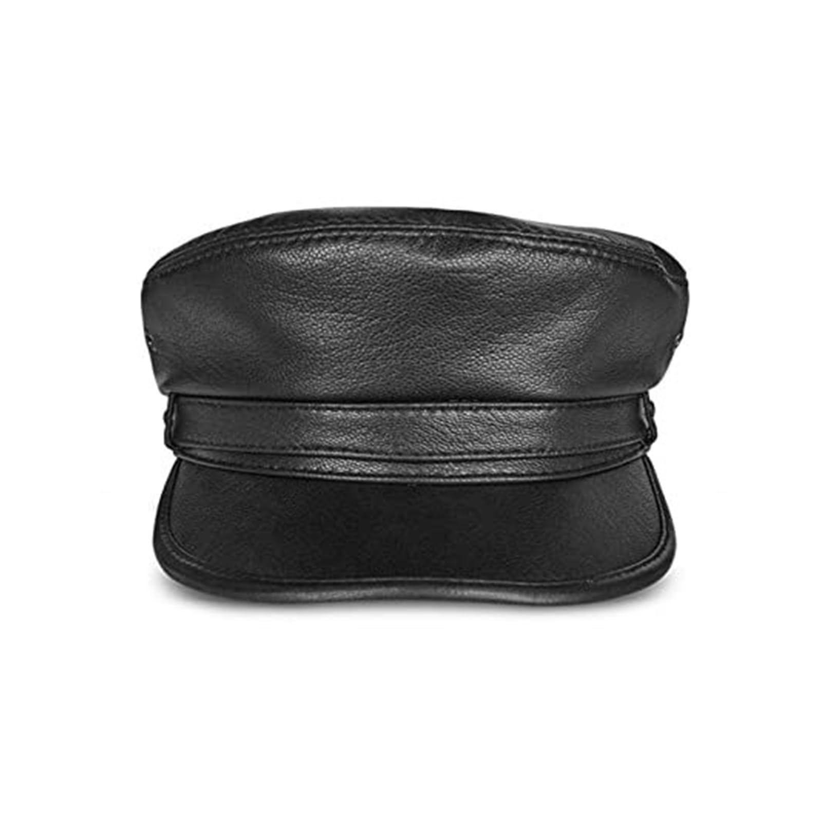 Man Genuine Leather Baseball Cap Hat Black Real Student Trucker Sport - Flat (XXL)